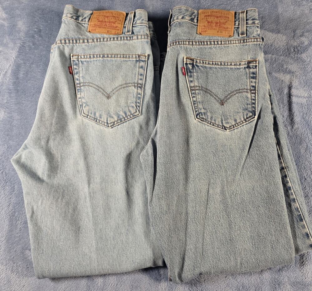Lot of 2 Levi’s 505 Jeans Mens 36x30 2001 Regular Fit Straight Leg